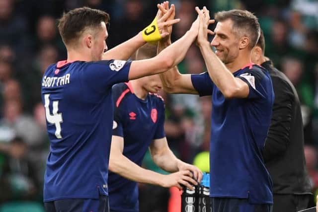 Aaron Hughes took the captain's armband from Souttar when he came on against Celtic last Sunday