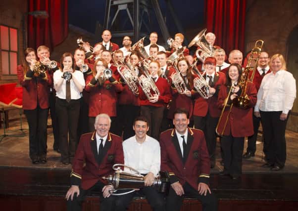 Members of Dalkeith and Monktonhall Brass Band appear alongside the cast of Brassed Off