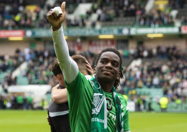 Stephane Omeonga has become a favourite with the Hibs fans