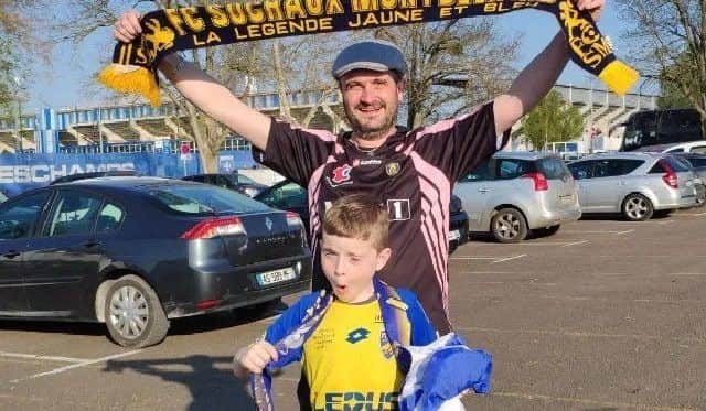 Louie Curti, with his father David, outside the Sochaux match