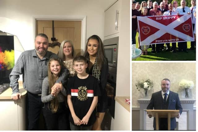 Alex Currie and his family and some of those planning to take part in the 39th minute tribute at Hampden on Saturday. Pictures: contributed