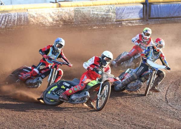 Craig Cook, second left, hurtles to the front, followed by Joel Andersson,  left,  James Sarjeant and Matthew Wethers. Picture: Ian Adam