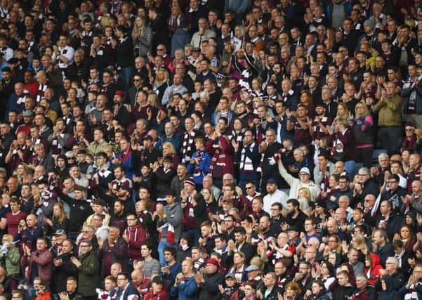 Hearts supporters during the cup final. Pic: SNS