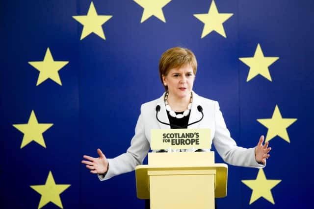 FM Nicola Sturgeon and snp mep candidates at the launch of the snp european election campaign