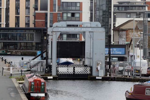 Built in 1906, the Leamington Lift Bridge spans the Union Canal at Fountainbridge. It was originally located over Fountainbridge itself at the present day Lochrin Basin.