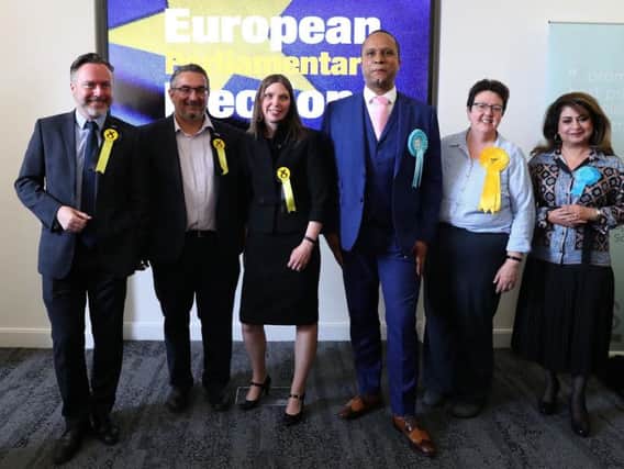 Scotland's MEPs: Alyn Smith (SNP), Christian Allard (SNP), Fiona McLeod (SNP), Louis Stedman-Bryce (Brexit), Sheila Ritchie (Lib Dem), Nosheena Mobarik (Con)