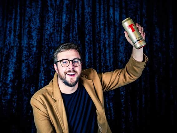 Iain Stirling raises the gold can of recognition.