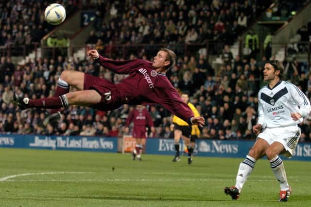 Pochettino in action for Bordeaux against Hearts at Tynecastle back in 2003. Pic: TSPL