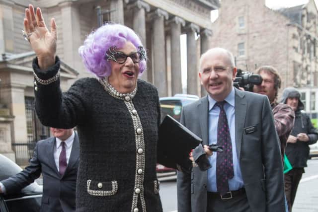 Dame Edna with Chief Executive Duncan Hendry