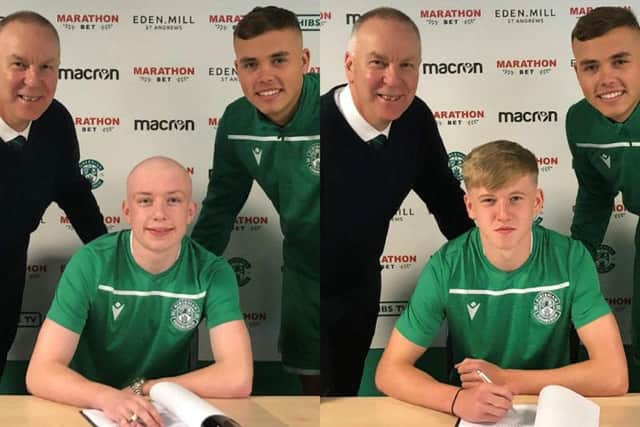 Head of Football Operations George Craig and Ryan Porteous welcome Jack Hodge and Josh Doig to the club