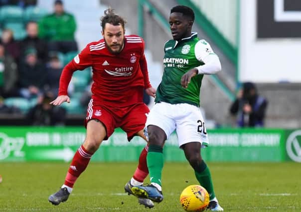 Gael Bigirimana only played once for Hibs back in February against Aberdeen. Pic: SNS