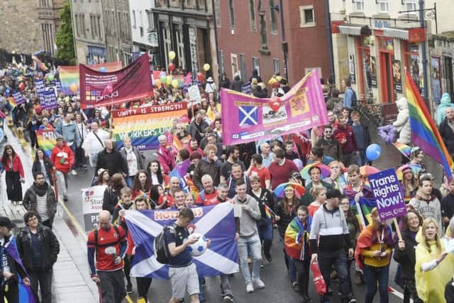 At Pride 2018 thousands marched up the Royal Mile. PIC: Greg Macvean