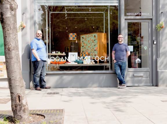 Philip Logan and  Brian Malloch, owners of Logan Malloch gift shop, 13 Leith Walk
