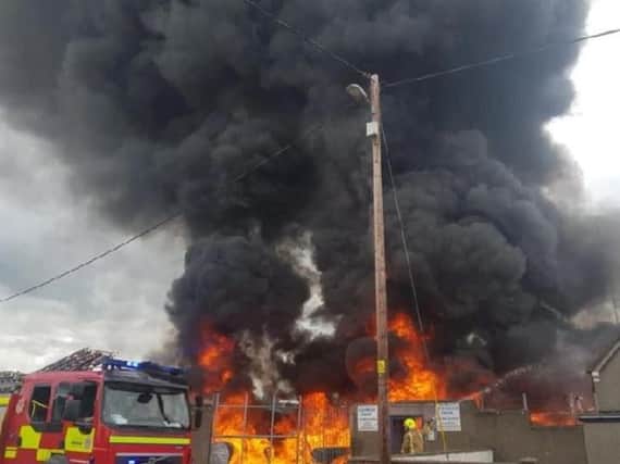 Firefighters tackled the fire at Bo'ness United FC's ground