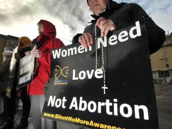 Anti-abortion protesters on Edinburgh's Lothian Road. Picture: Jon Savage/TSPL