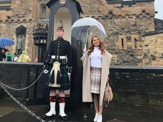 Geri Halliwell posed with Guard of Honour at Edinburgh Castle