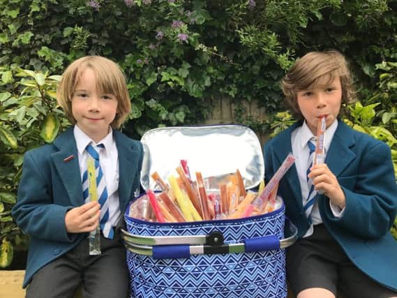 Caring Oscar Witherow has been selling ice pops to his school chums to raise cash for neuroblastoma research. Pictures is Oscar with his seven-year-old brother Caolan.
