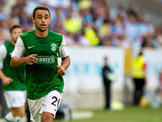 Tom Taiwo in action for Hibs in 2013