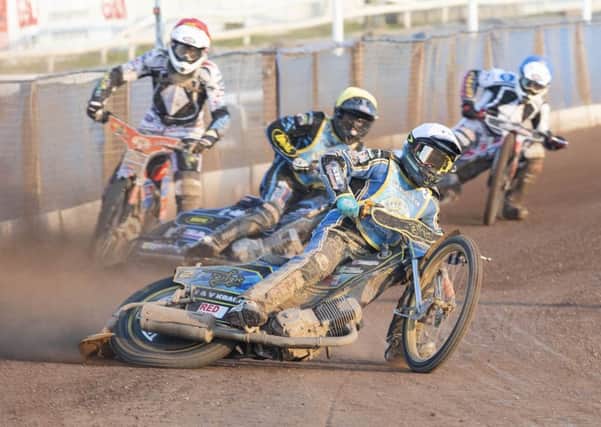 Justin Sedgmen and Luke Ruddick at the front for Monarchs. Sedgmen is injured for this one. Pic: Ron MacNeill