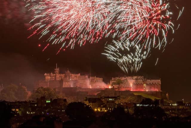 Virgin Money Festival Fireworks, Edinburgh Castle from Heriots Cricket club. Pic: Ian Georgeson