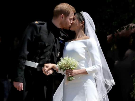 The Earl and Countess of Dumbarton at their wedding on May 19, 2018. Picture: Jane Barlow/PA Wire
