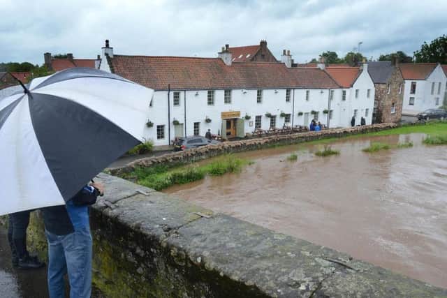 The Riber Tyne in Haddington breached its banks in places. Pic: Jon Savage