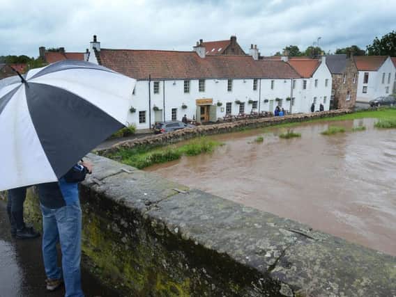 The Riber Tyne in Haddington breached its banks in places. Pic: Jon Savage