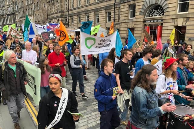 The protesters marched down the Royal Mile. Pic: Lisa Ferguson
