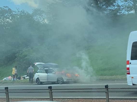 Firefighters have been sent to deal with the vehicle fire. Pic: Lisa Ferguson.