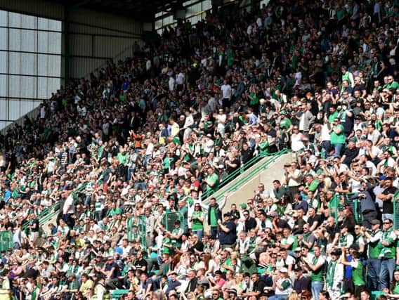 Hibs fans at Easter Road.