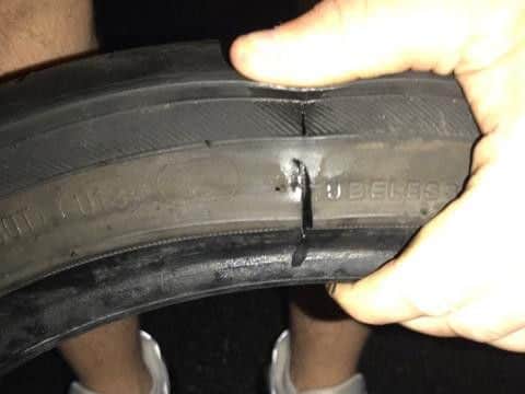 Damage to the tyre.