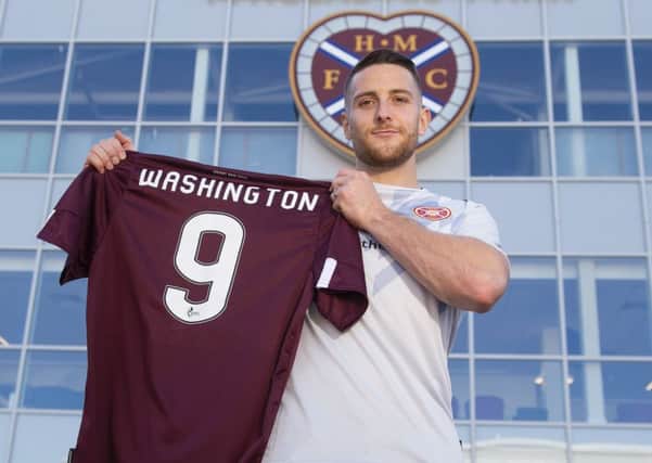 Hearts new signing Conor Washington is unveiled to the media