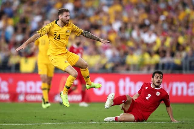 Martin Boyle of Australia scores against Lebanon at ANZ Stadium on November 20, 2018 in Sydney, Australia
