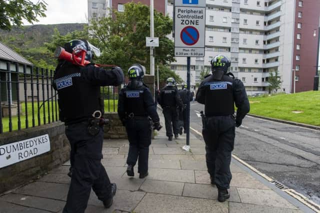 Police Scotland officers carry out Operation Threshold around various locations in Edinburgh.