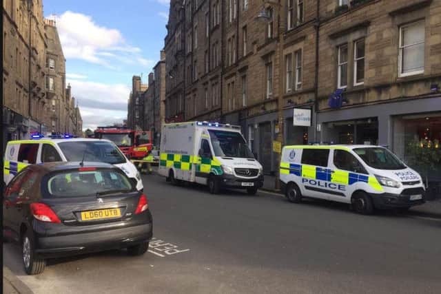 The emergency services dealt with an incident on Jeffrey Street in Edinburgh city centre on Wednesday evening. PIC: Daniel Hunter