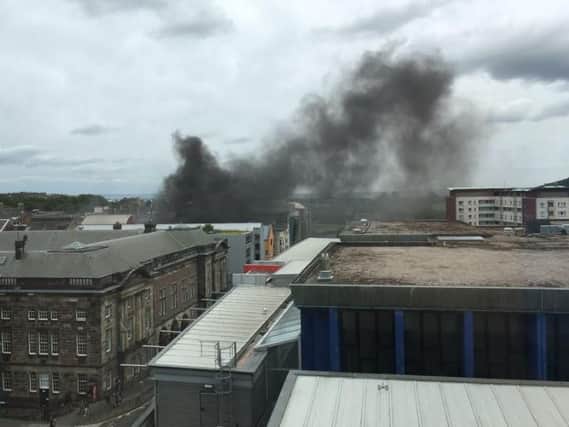 The blaze took hold near Holyrood Road in Edinburgh