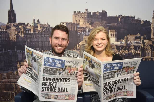 Evening News reporters, Jacob Farr and Shona Elliott. Pic: Greg Macvean