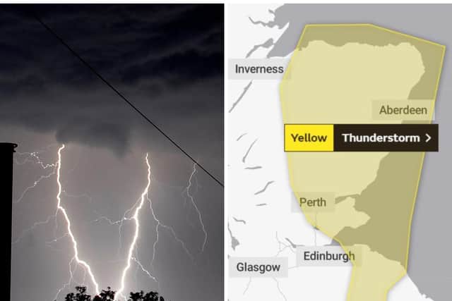 A yellow weather warning for thunderstorms has been placed over East Lothian by expert forecasters
