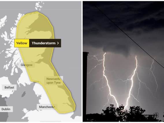 Thunderstorms have been forecast for Thursday afternoon in Edinburgh