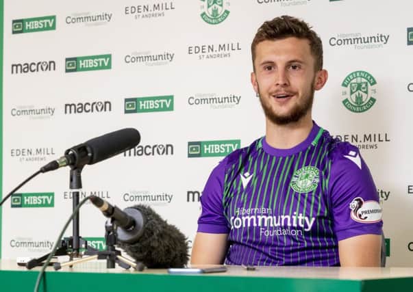 Tom James speaks to the media ahead of Stirling Albion v Hibs. Pic: SNS