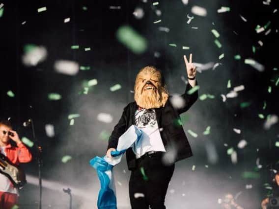 The Chewbacca mask worn by Lewis Capaldi at TRNSMT has gone up for auction to raise money for charity.