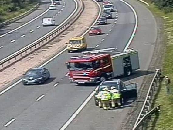Fire crews went to the scene on the M8 near Newbridge. Pic: Traffic Scotland.