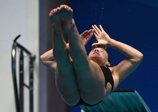 Grace Reid competes in the women's 3m springboard diving event during the 2019 World Championships in Gwangju. Pic: Getty