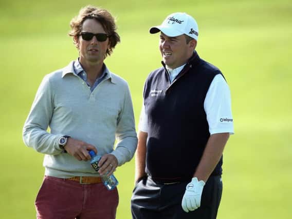 Neil Manchip, left, with Shane Lowry at Carton House in 2013