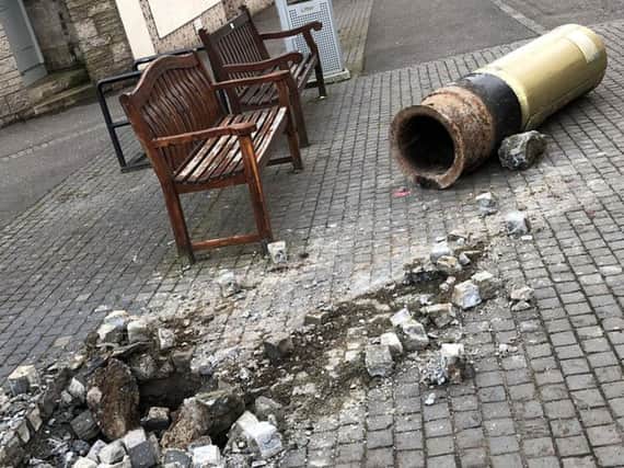 The postbox painted gold in honour of Andy Murray's 2012 Olympics triumph in Dunblane has been knocked down by a car. Picture: Frazer Plank/Twitter/PA Wire