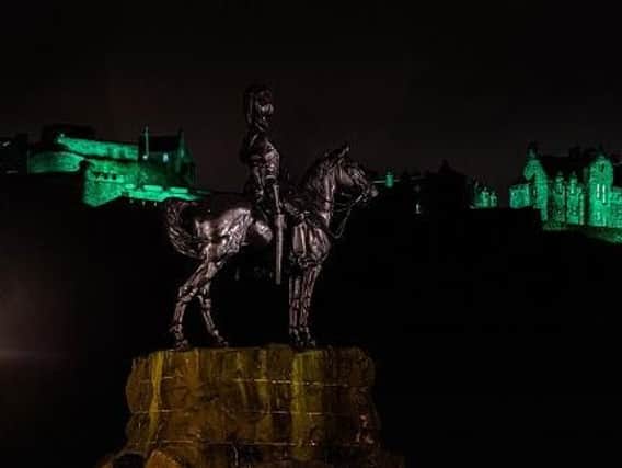 Famous landmarks across Scotland including Edinburgh Castle were turned green as part of the announcement of the funding (Photo: Scottish Power Energy Networks)
