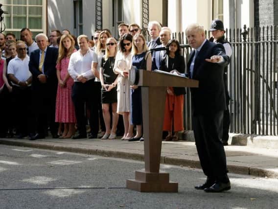 Boris Johnson made his first speech as Prime Minister outside Number Ten.