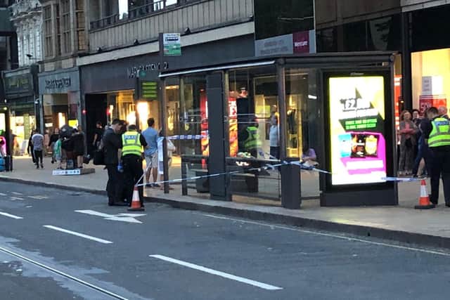 A cordon has been put in place near Marks and Spencer. Picture: TSPL