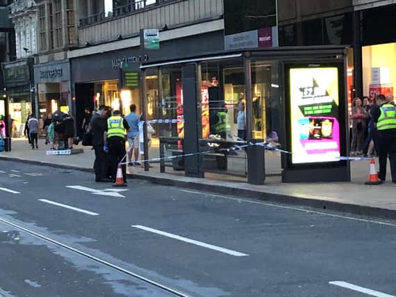 A cordon has been put in place near Marks and Spencer. Picture: TSPL