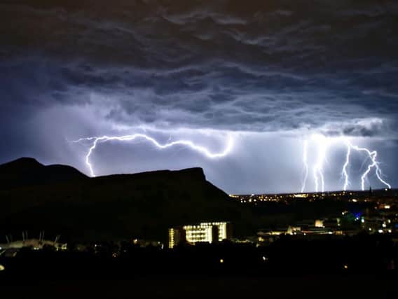 Lightning over Arthurs Seat, captured by Kevin Klein on Calton Hill (Photo: Kevin Klein)